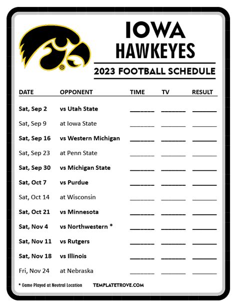 2019 iowa hawkeye football schedule|iowa football schedule printable.